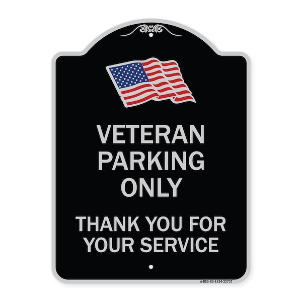 Signmission Veteran Parking Thank You for Your Service Heavy-Gauge Aluminum Sign, 24" x 18", BS-1824-22737 A-DES-BS-1824-22737 - main
